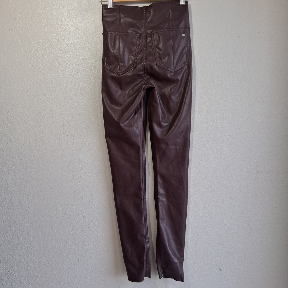 Rag & Bone Deep Burgundy Nina  Faux Leather Skinny Pants Sz. XS  Festival Boho - Picture 4 of 15